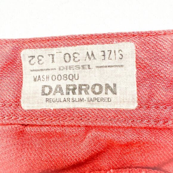 Diesel Darron Regular Slim Tapered Leg Denim Jeans Red Size 30 x 32 L - Picture 7 of 10
